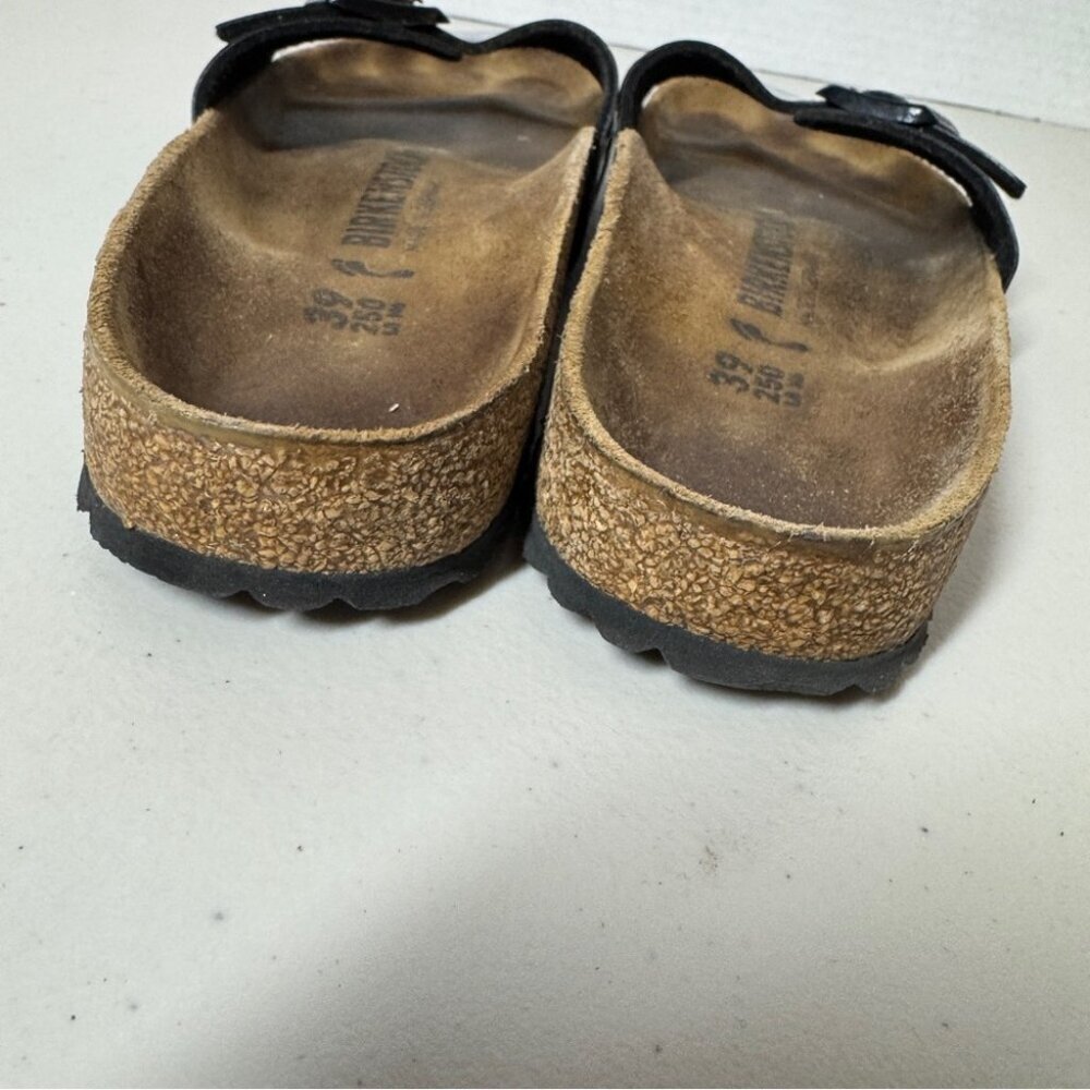 Birkenstock Madrid Black Patent Leather Sandals Women’s Slip On Size 39 - Picture 11 of 14